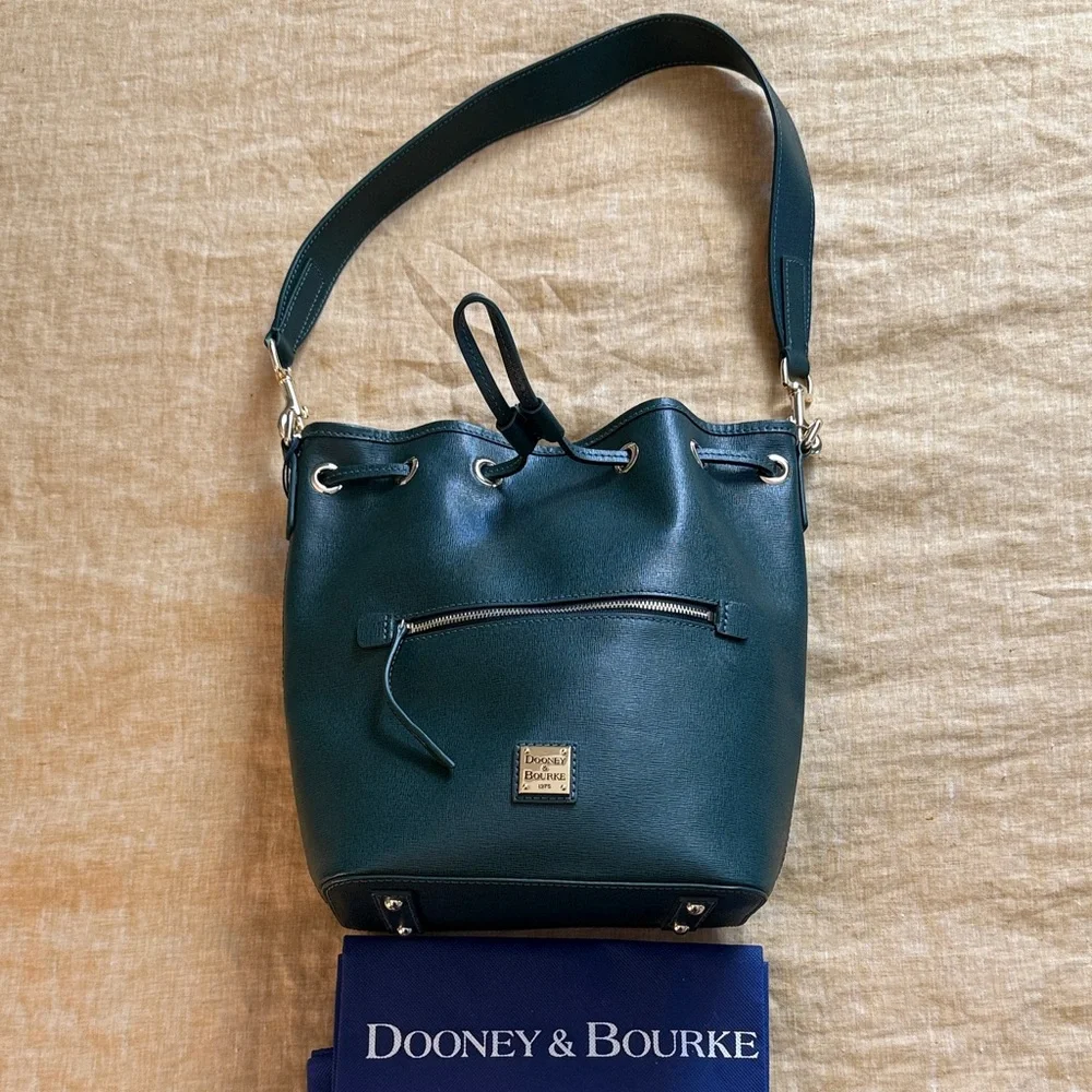 Dooney & Bourke drawstring saffiano bucket Bag - Picture 1 of 17